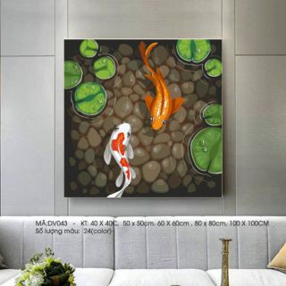 【HOT】CÓ SẴN💥 FREESHIP 💥 Tranh Tô Màu Số Hóa  💥 CAO CẤP 💥 Đã Căng Khung DIY Tranh cá vàng