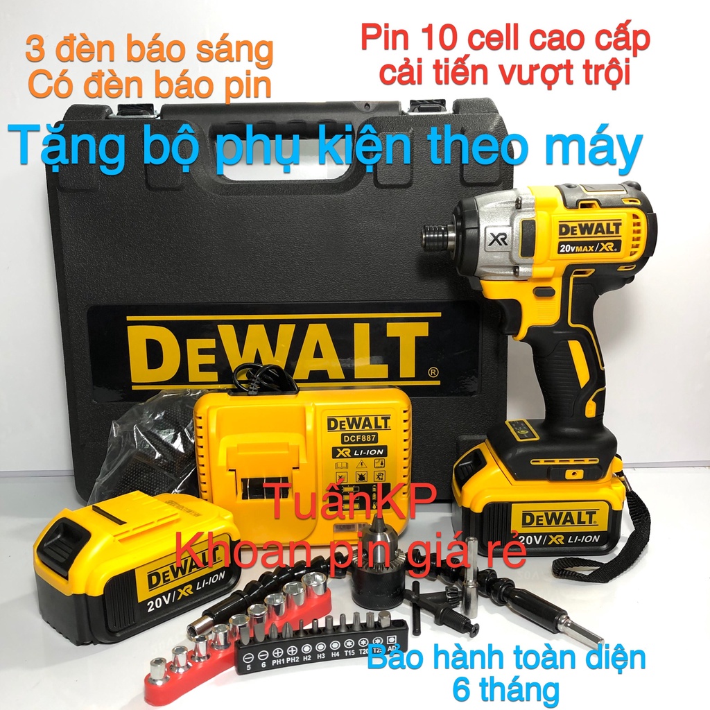 Máy Khoan pin - Khoan Pin Chuyên Vít DW 887- Động cơ không chổi than - TẶNG Phụ Kiện theo máy- Khoan pin giá rẻ