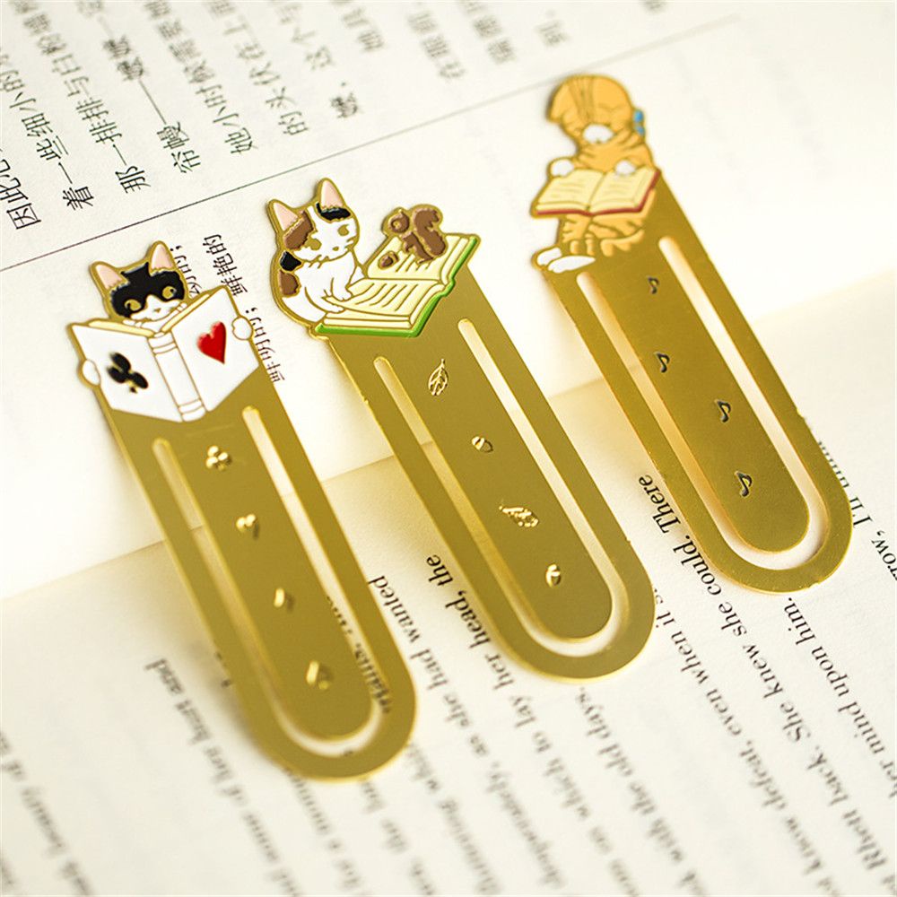 Bookmark Kim Loại Mèo Lười Đọc Sách - Café Nha