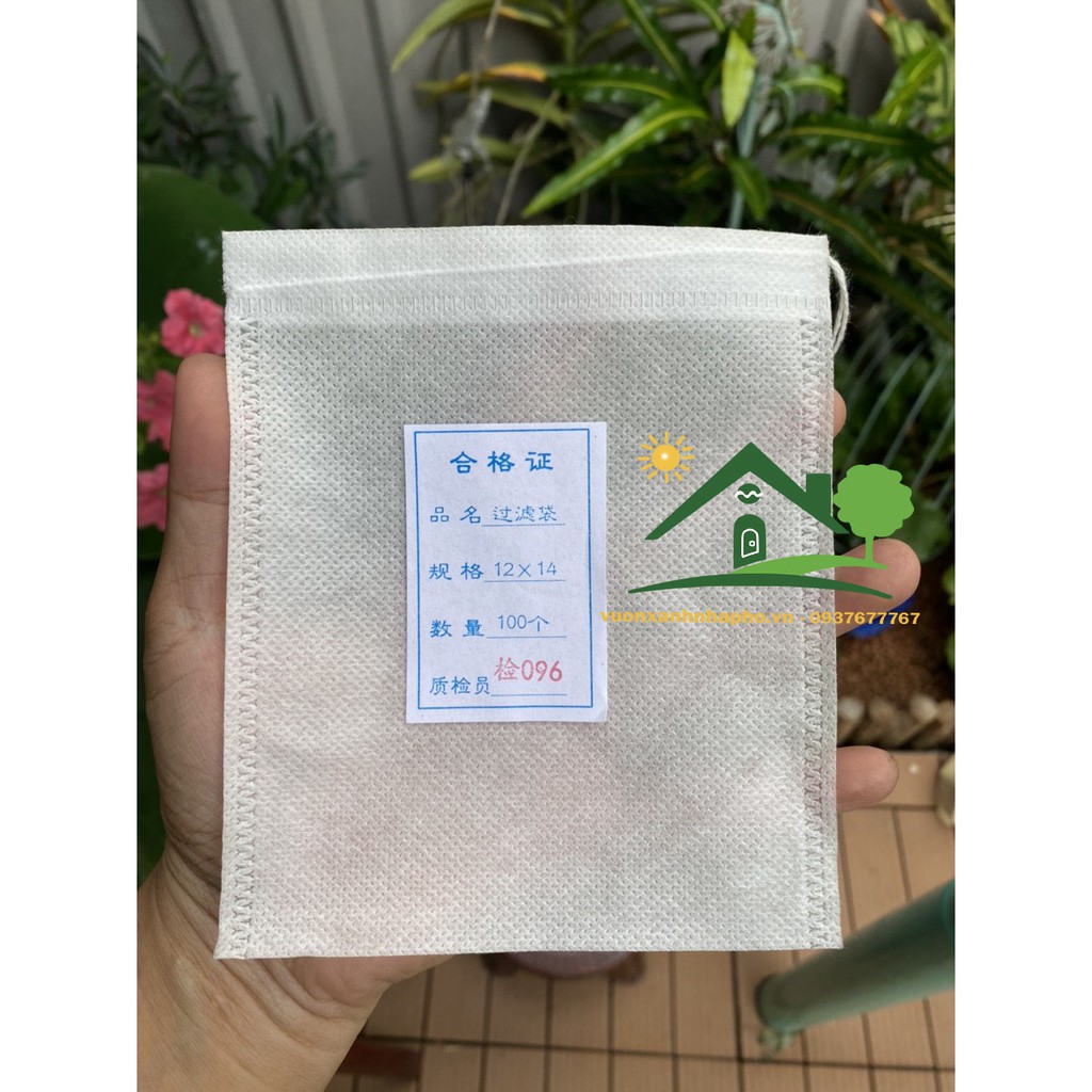 1.000 túi lọc trà, đựng hoa khô, phân tan châm, phân gà dơi trồng cây có dây rút size 12x14cm