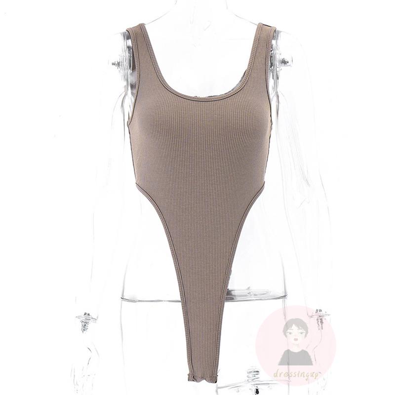 Áo Liền Quần Tam Giác Không Tay Cổ Chữ U Màu Trơn Thời Trang Xuân Hè Cho Nữ