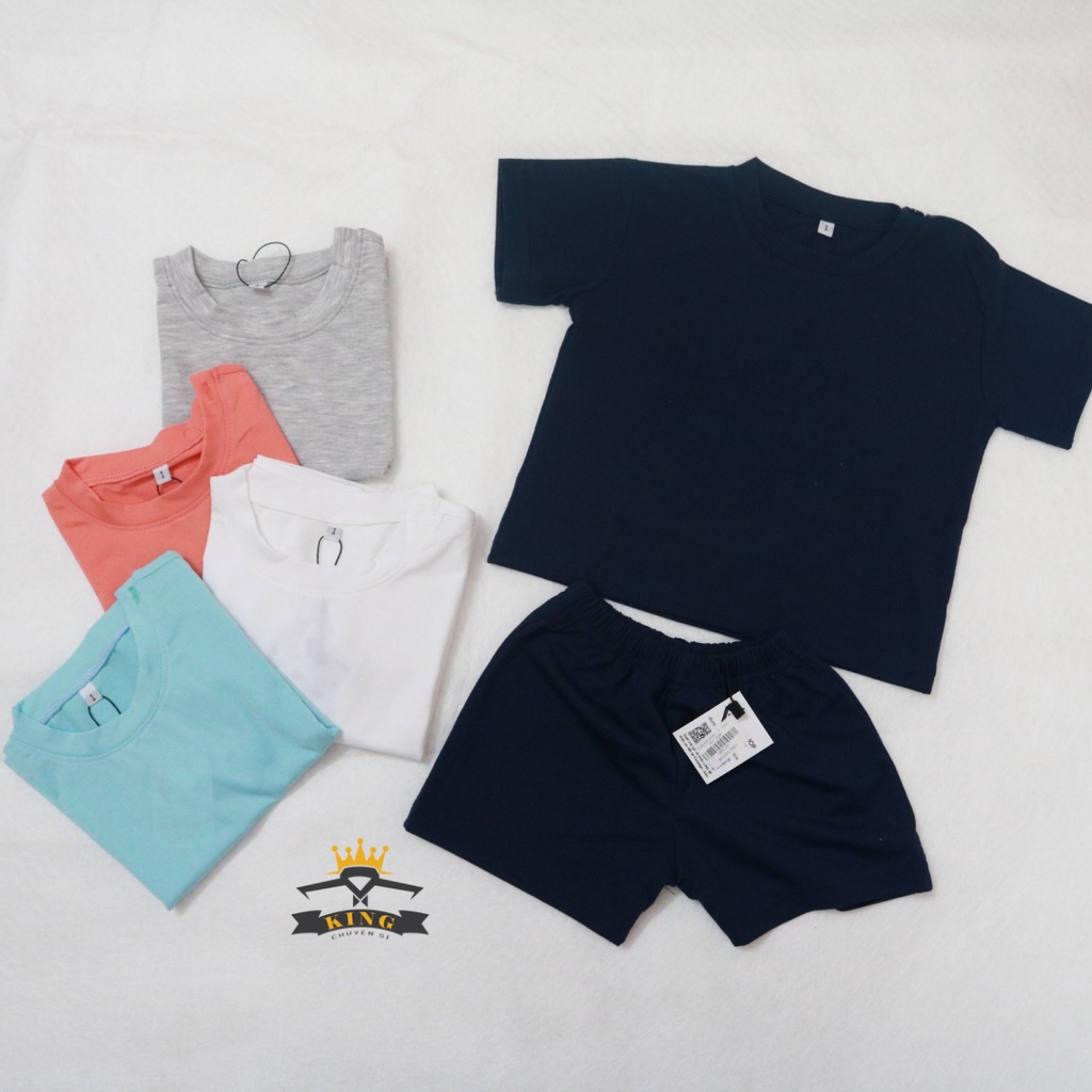 Combo4 áo quần em bé KING màu trơn chất cotton thoải mái mát mẻ thời trang cho bé - Áo dài quần ngắn