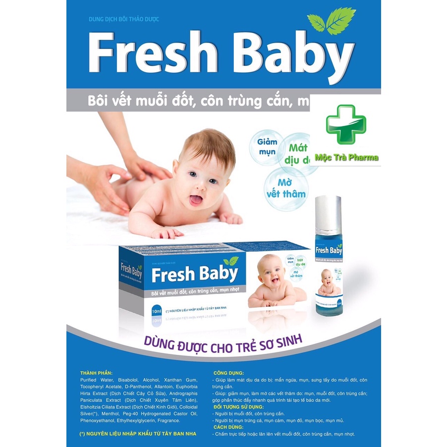 Lăn bôi muỗi- Fresh Baby chống ngứa ngăn muỗi và côn trùng đốt- Con khỏe mẹ vui