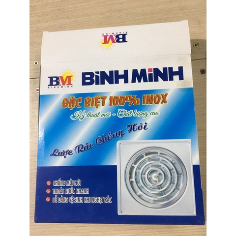 [ GIÁ RẺ ] Phễu thu sàn chống hôi Bình Minh, phễu thoát nước inox 150x150mm, 200x200mm, lỗ thoát Ø60, Ø90