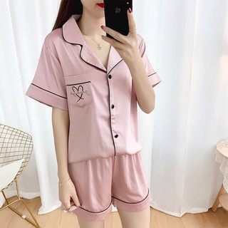 bộ ngủ lụa tim xanh/hồng