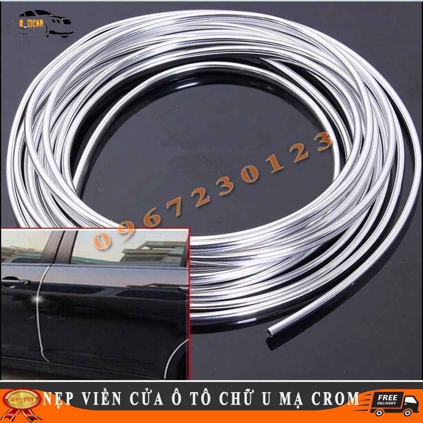 Cuộn 13M Nẹp Viền Cửa Xe Ô TÔ Chữ U Mạ Crom Trang Trí Và Chống Xước Hoàn Hảo