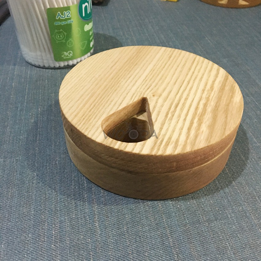 Hộp đựng thuốc tròn 7 ngăn bằng gỗ cao cấp, hộp chia thuốc tiện dụng với nắp đậy có nam châm