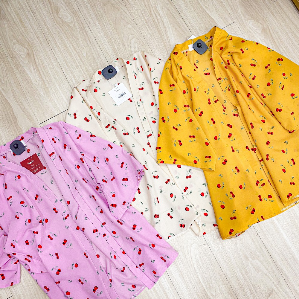 [Mã LTP50 giảm 50000 đơn 150000] Sumire Store Áo kimono Quả cherry Kem