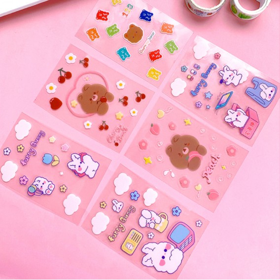 Set hình dán sticker chống thấm nước hình gấu thỏ đáng yêu