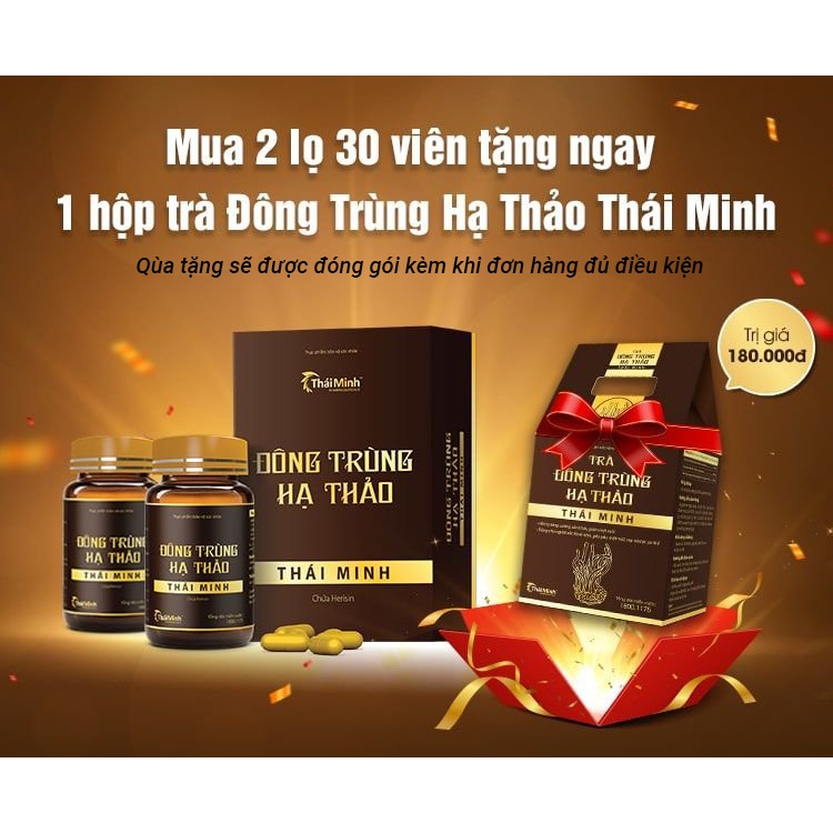 Đông Trùng Hạ Thảo Thái Minh - Chứa Nấm Đông Trùng Hạ Thảo, Nấm Hầu Thủ & Đảng Sâm - Hộp 30 Viên Loại Thượng Hạng