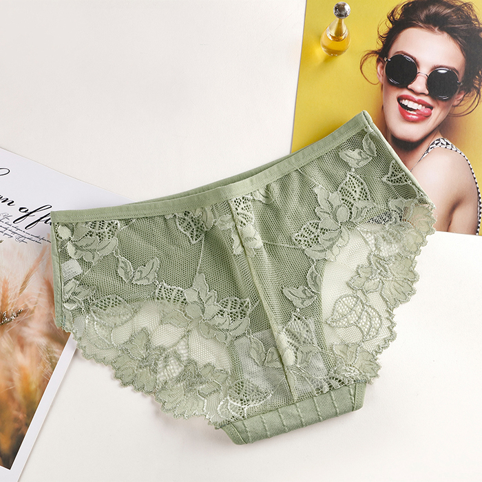 M~XL Tuote Ready Stock Women's Panties Pattern Lace Female Underpants Pure Cotton Inner Briefs