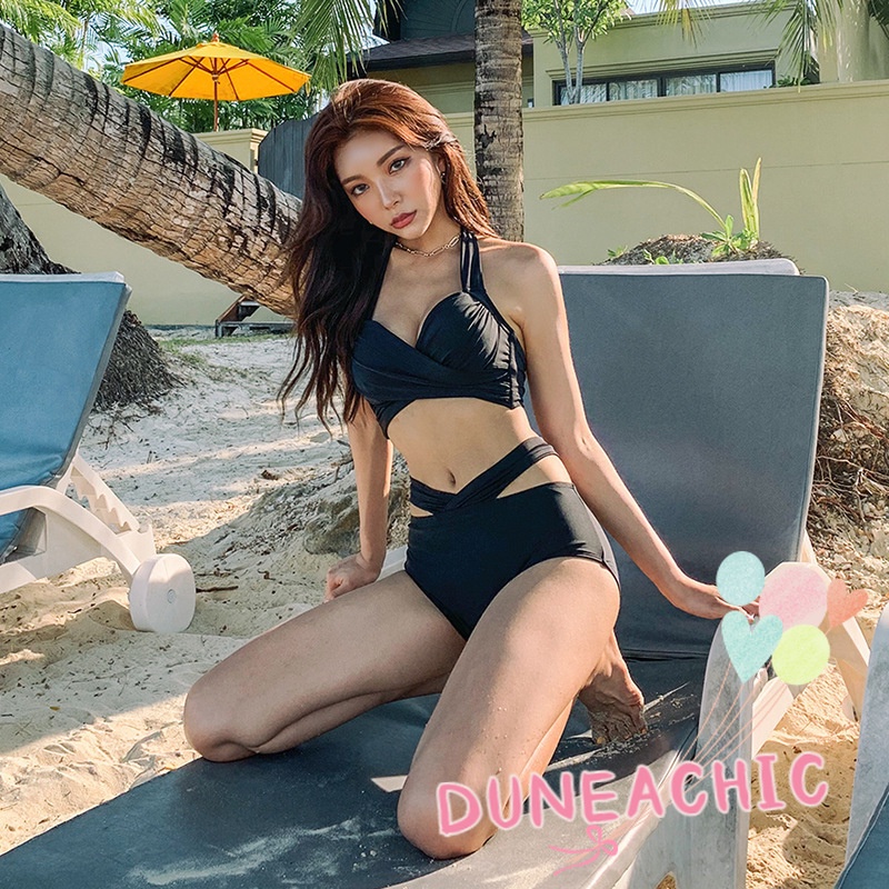 DUNEA Bộ Đồ Bơi Bikini Lưng Cao Xẻ Tà Quyến Rũ Cho Nữ