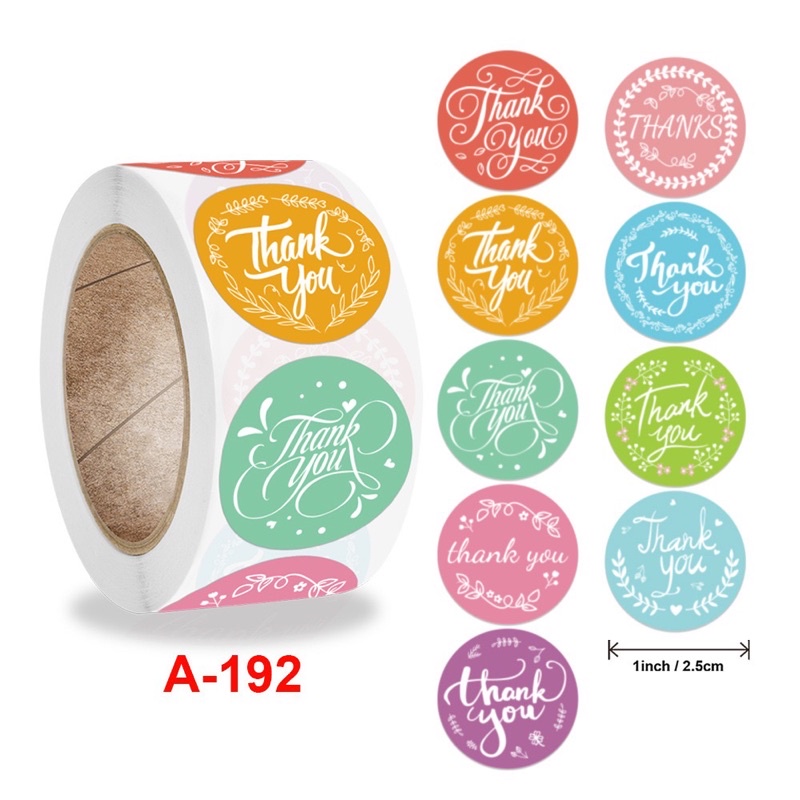 set 100 tem dán/ nhãn dán Thank you mẫu 6 size 2.5 cm