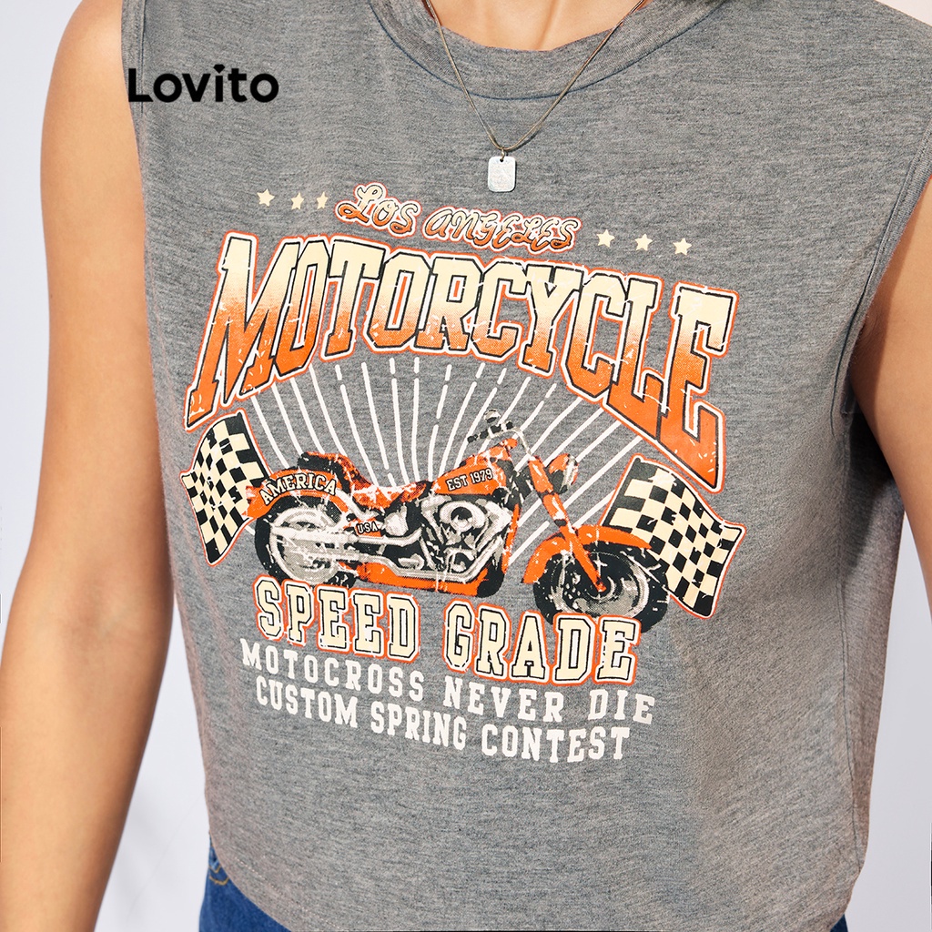 Lovito Áo Tank Top Cổ Tròn Màu Trơn Thiết Kế Đơn Giản Cá Tính L22ed012 (Xám Đậm)