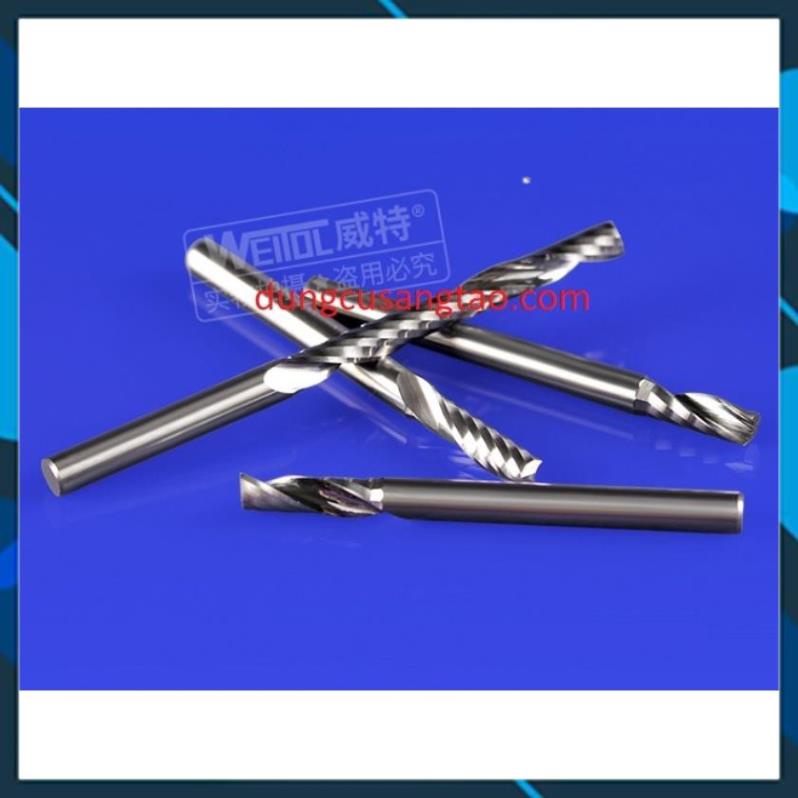 Dao phay 1 ME xoắn Weitol cốt 3.17mm cắt gỗ, nhựa, nhôm và vật liệu mềm / Dao phay cốt 3.17mm cao cấp