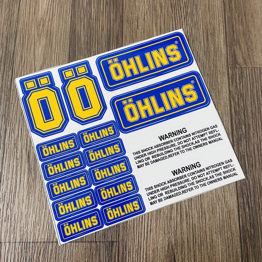 Bộ tem chủ đề OHLINS nhiều logo dán trang trí nón bảo hiểm, xe máy, laptop