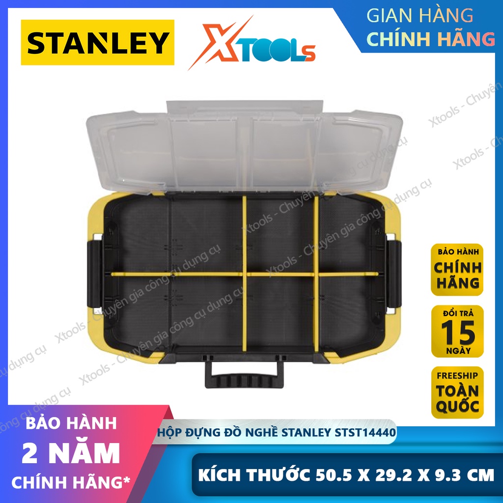 Hộp nhựa đựng dụng cụ Stanley STST14440, kích thước 19'', nắp có khoá chốt, các ngăn có thể tháo lắp tuỳ ý, có quai cầm