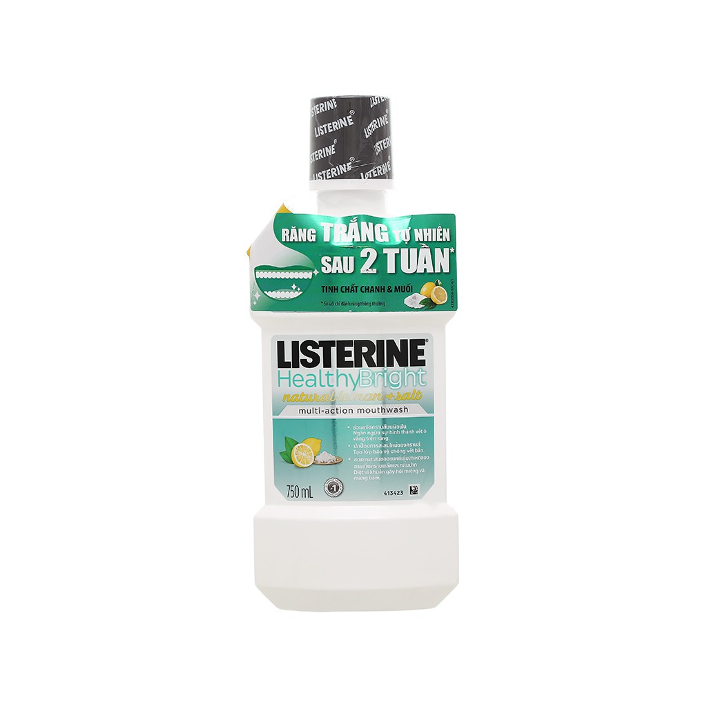 Nước súc miệng răng trắng sáng Listerine tinh chất chanh và muối 750ml