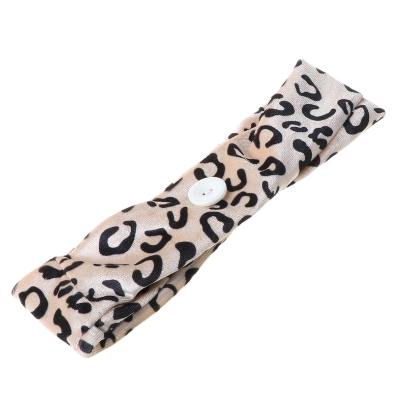 Băng Đô Thể Thao Bản Rộng In Họa Tiết Da Báo Phong Cách Boho Hàn Quốc Cho Nữ