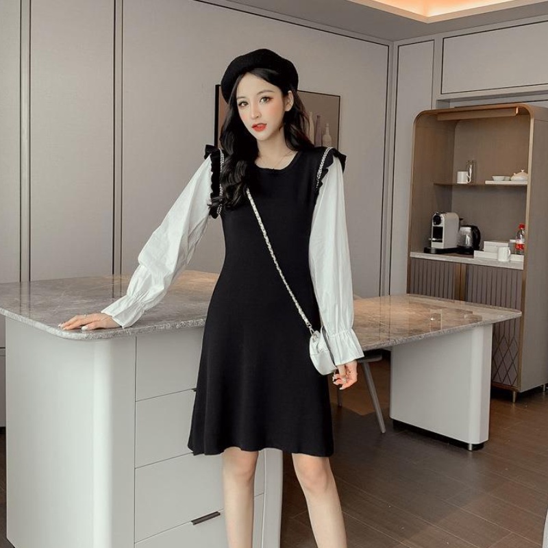Đầm tay loe phong cách mùa thu Hàn Quốc thanh lịch cho nữ
