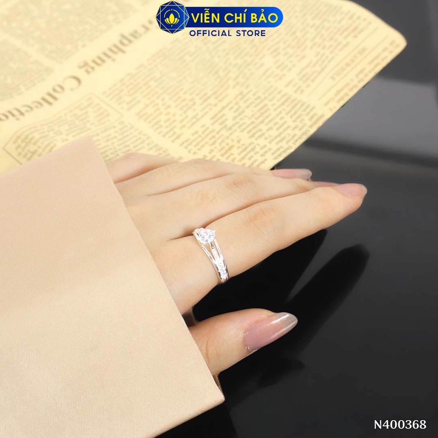Nhẫn bạc nữ đính đá 4 chấu chất liệu bạc 925 thời trang phụ kiện trang sức Viễn Chí Bảo N400368