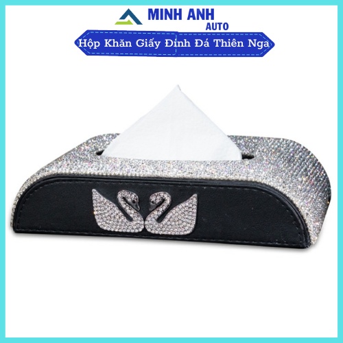 Hộp đựng khăn giấy đính đá thiên nga full đá cao cấp