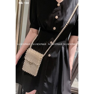 Đầm Đi Tiệc Cổ V Phối Nút - NU124