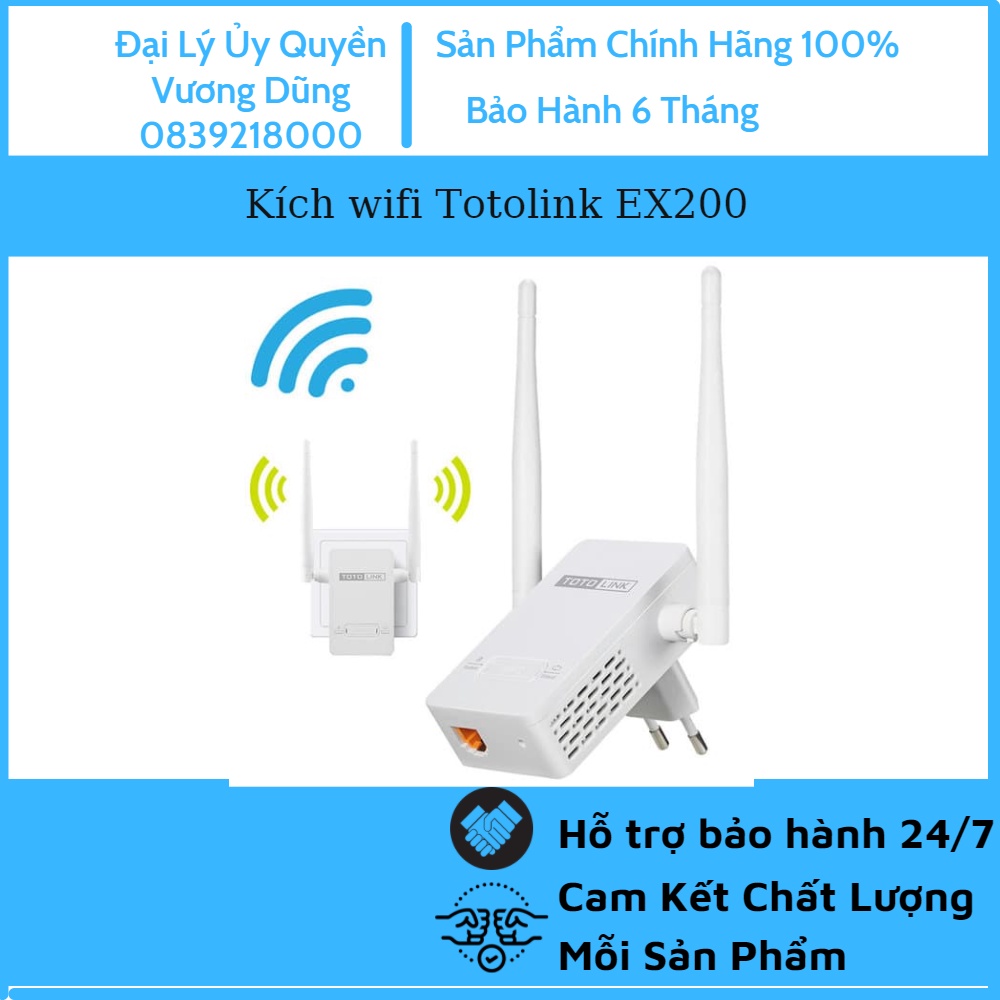 Kích wifi Totolink EX200 - Màu trắng - Thiết bị kích sóng wifi - Chính hãng - Bảo hành 36 tháng
