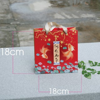 JG- 50 Túi Giấy Size 18x18x8cm Đựng Quà Têt Nhỏ Quà Biếu Tết Túi Màu Đỏ
