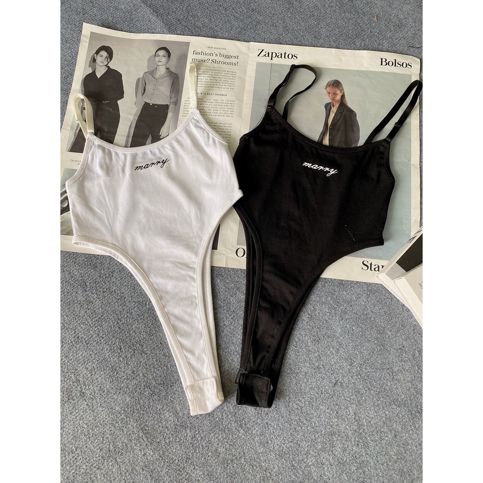 Áo Bodysuit ôm cổ U phối xích eo  hai màu đen trắng- Kèm hình thật alohashop91
