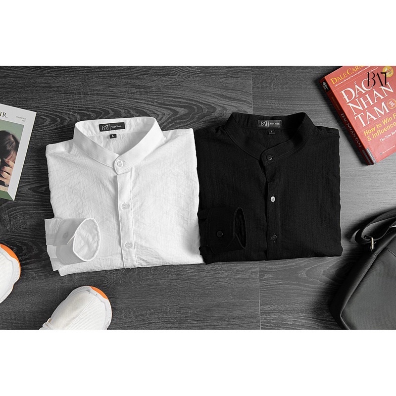 Áo sơ mi nam dài tay, Áo sơ mi cánh chất đũi Hàn,Áo sơ mi nam dài tay cổ tàu,Áo cánh nam dài tay