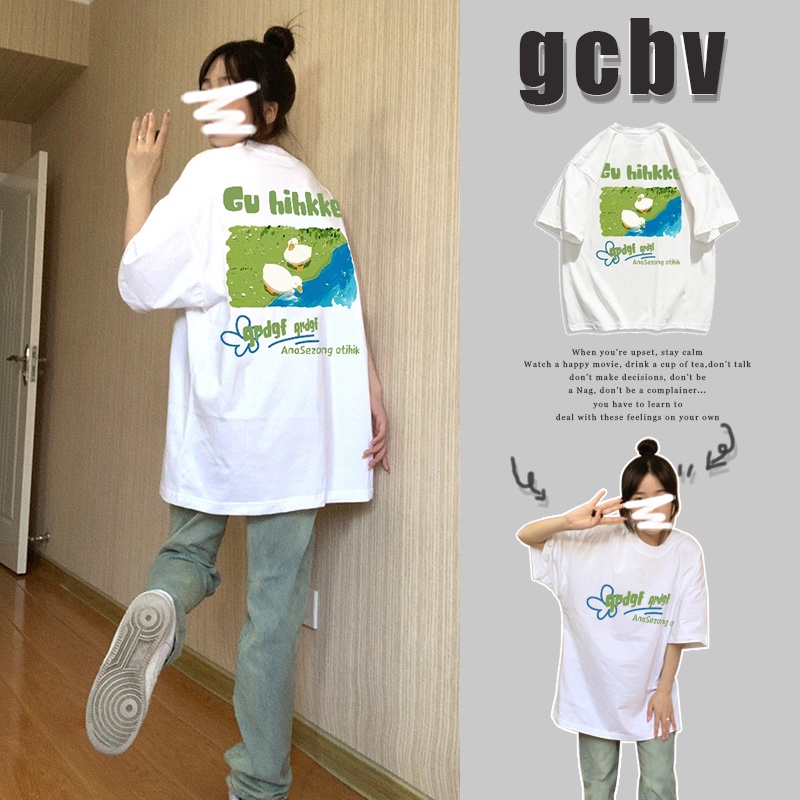 Xiaozhainv Áo Thun Ngắn Tay Dáng Rộng Thời Trang Mùa Hè Hàn Quốc Dành Cho Nữ