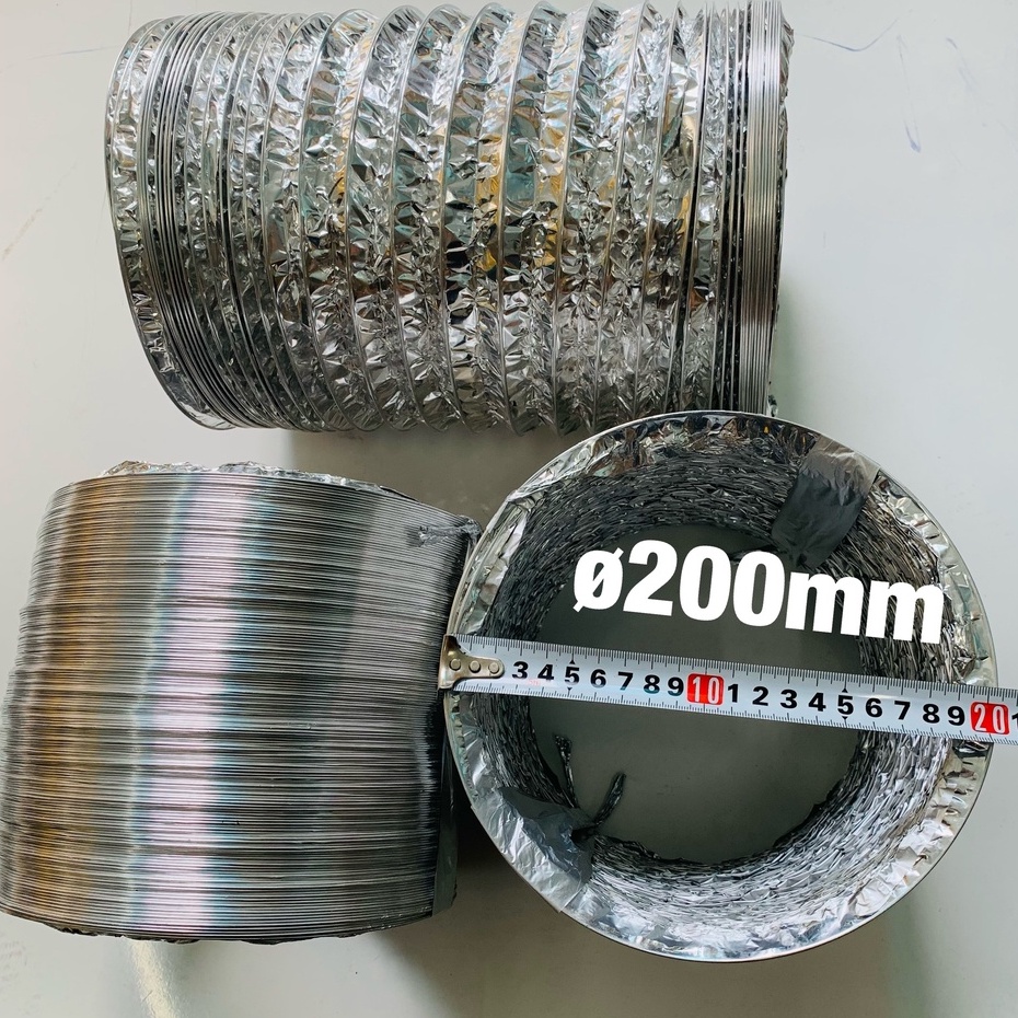 Ống gió mềm - Ống Hút mùi đường kính  Ø100, Ø125, Ø150, Ø200, Ø250 mm loại dày cho quạt thông gió, máy hút mùi