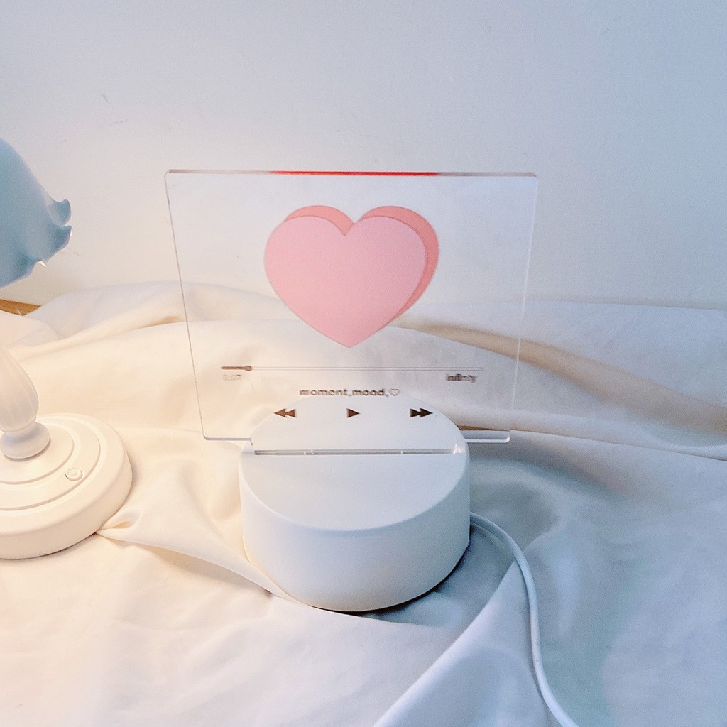 Đèn led ngủ decor trang trí phòng trái tim để bàn - 3 chế độ màu
