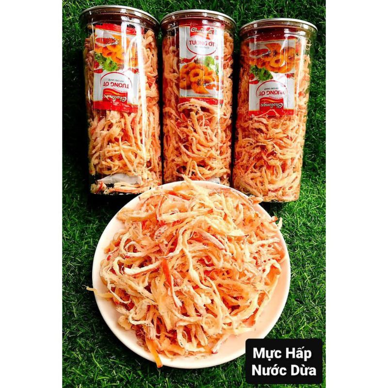 sỉ 10 hủ pet 300gr mực hấp nước dừa