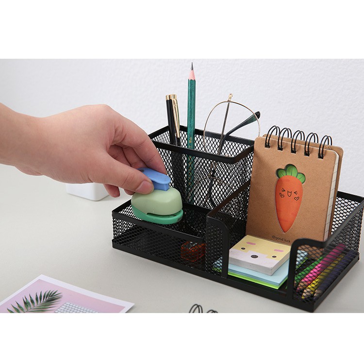 Khay đựng bút để bàn bằng lưới kim loại đựng đồ đa năng,đồ dùng văn phòng