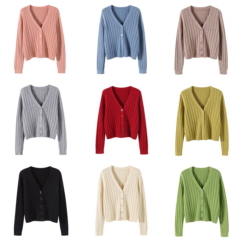 Áo Khoác Len Cardigan Tay Dài Cổ Chữ V Dáng Rộng Dễ Phối Đồ | BigBuy360 - bigbuy360.vn