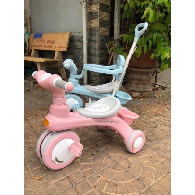 Xe đẩy có đèn và phát nhạc cho bé, xe đạp 3in1 có khung bảo vệ bé loại đẹp