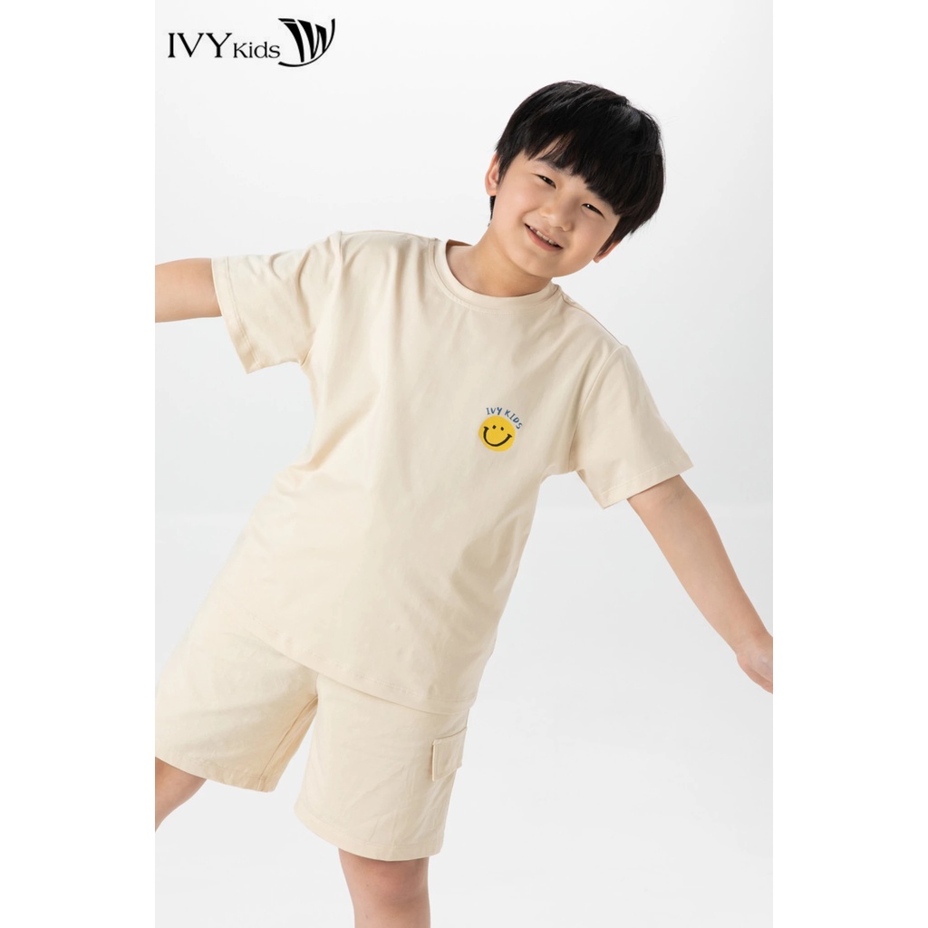 Bộ thun mặt cười bé trai IVY moda MS 57K1463
