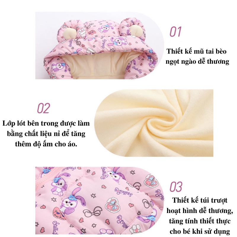 Áo phao lót nỉ, áo khoác trẻ em cho bé trai bé gái cao cấp mặc mùa đông siêu ấm cho bé từ 9kg đến 26kg Xu Xu Kids