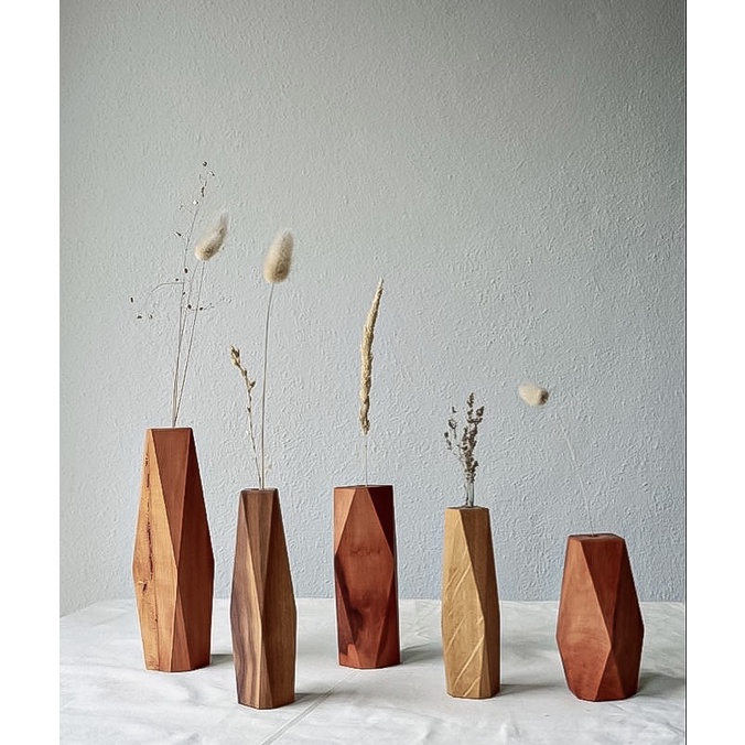 🌾Lọ Hoa Đa Giác Bằng Gỗ 8-20cm