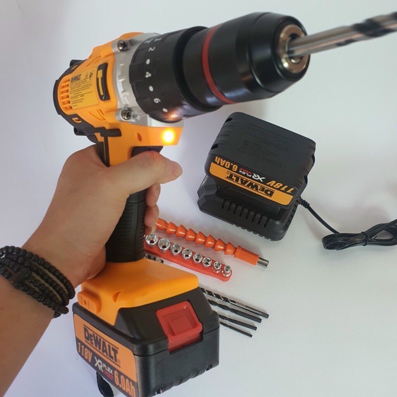 [Xả Kho] Khoan Pin Dewalt 3 chức năng có búa - Động cơ siêu mạnh mẽ - Pin khủng 10 Cell kèm phụ kiện