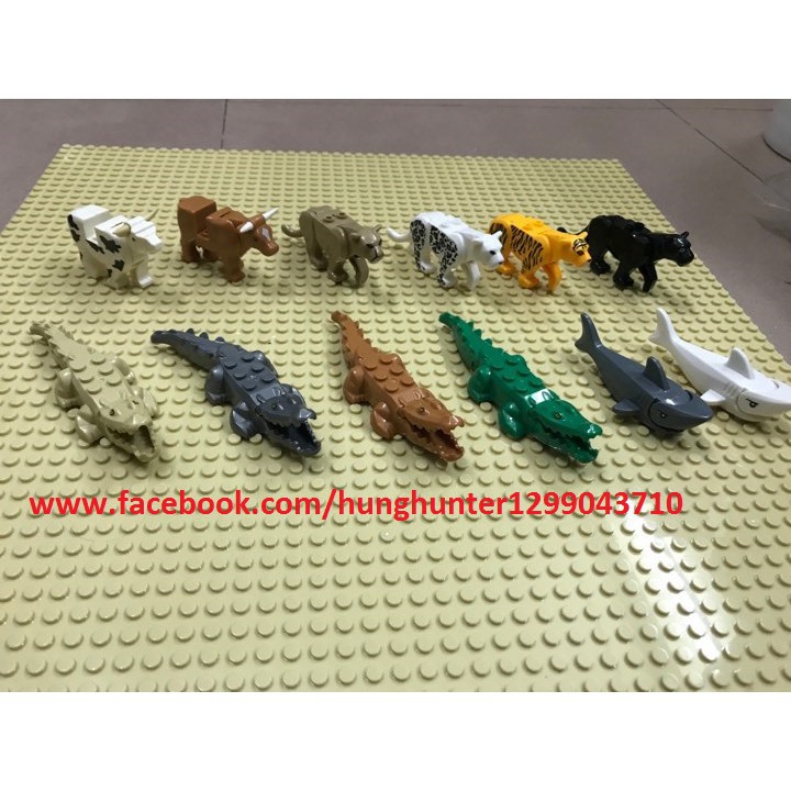 Lego Animal Minifigures các loài động vật hoang dã : cá sấu , hổ , báo , sư tử , bò sữa