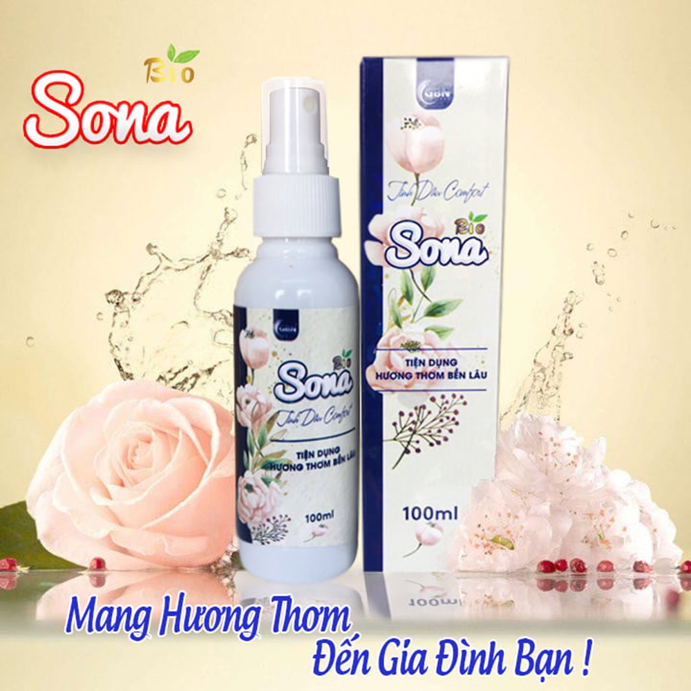 Nước xịt xả vải, Xả vải khô Sona - Chai xịt thơm quần áo hương Comfor/Downy - Dung tích 100ml