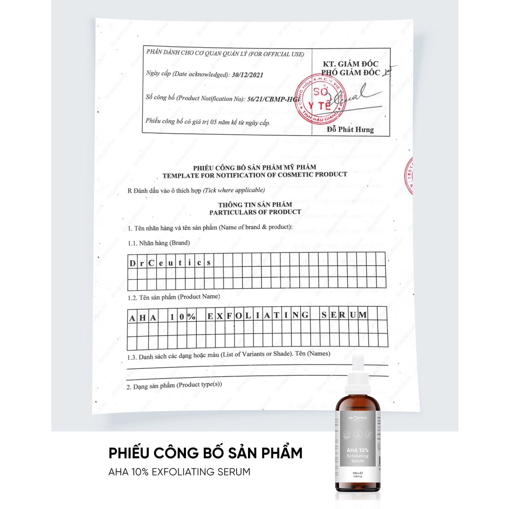 Serum AHA 10% DrCeutics Tẩy Da Chết, Làm Sáng Và Chống Lão Hóa Da - Tinh Chất DrCeutics AHA 10% Exfoliating Serum 100ml