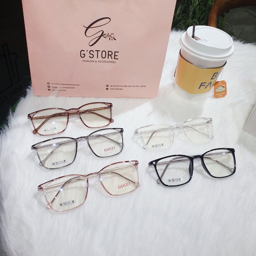 Kính mắt nữ vuông dễ đeo bền đẹp, Gọng kính vuông nhựa dẻo càng cốt kim loại 8252 | BigBuy360 - bigbuy360.vn