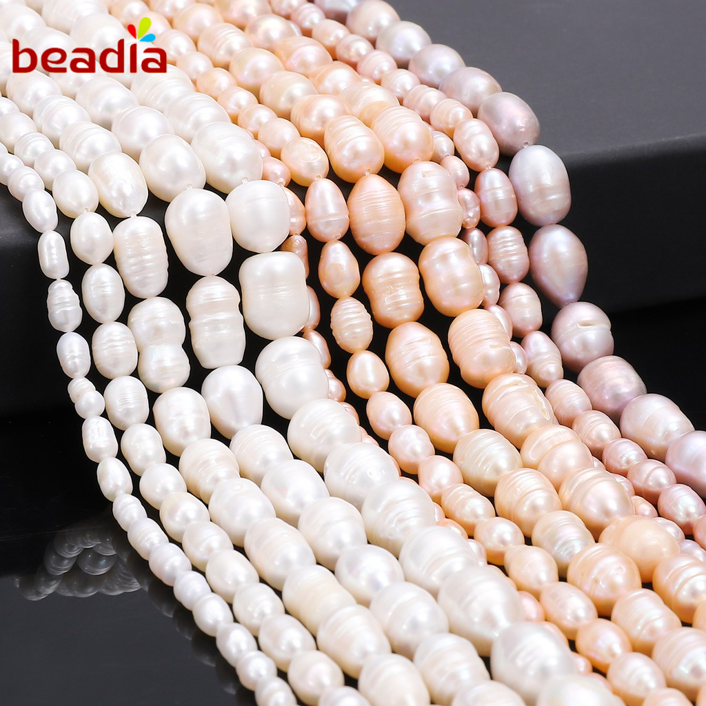 Beadia Bộ 28~50 Hạt Ngọc Trai Giả 100% Màu Sắc Trắng Hồng Dùng Làm Trang Sức Thủ Công