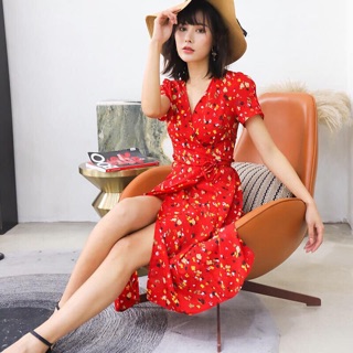 Đầm mãi tà đắp buộc dây eo