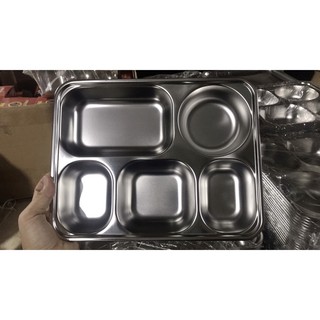 Khay cơm inox ❤️𝑭𝑹𝑬𝑬𝑺𝑯𝑰𝑷❤️Khay cơm sâu lòng 5 ngăn