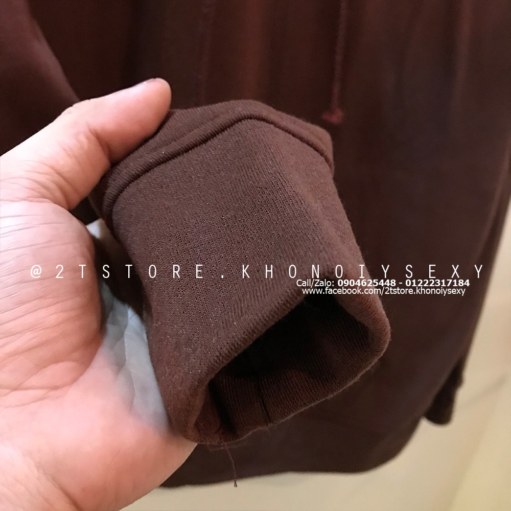 Áo hoodie unisex 2T Store H08 màu nâu chocolate - Áo khoác nỉ chui đầu nón 2 lớp dày dặn chất lượng đẹp